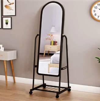 Full-Length Standing Mirror with Storage Rack